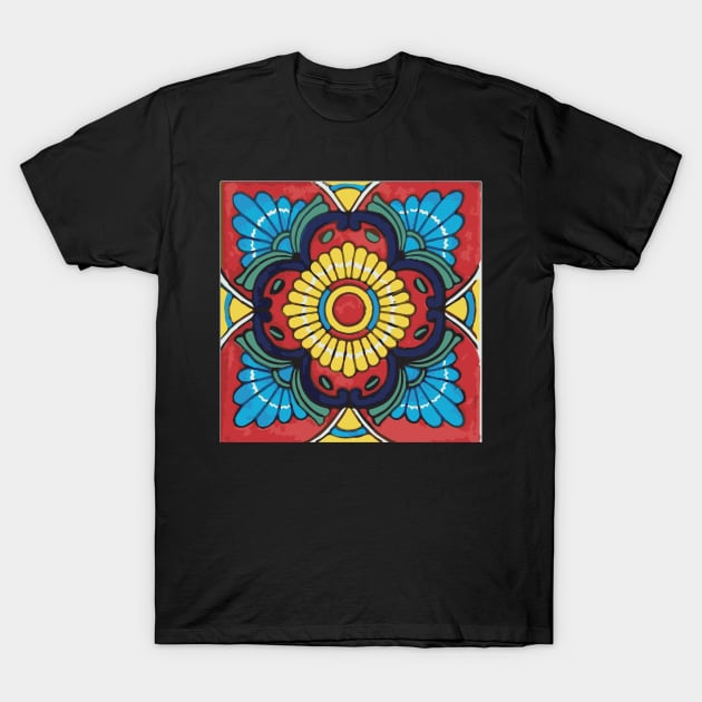 Red Talavera Tile T-Shirt by T-Mex